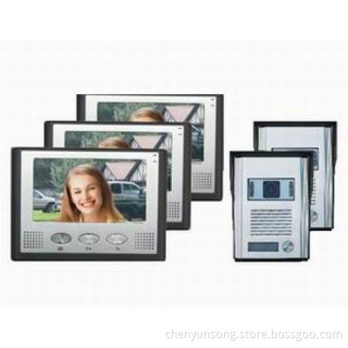 7"Color Video Doorphone with Two Outdoor Units&Three Indoor Units